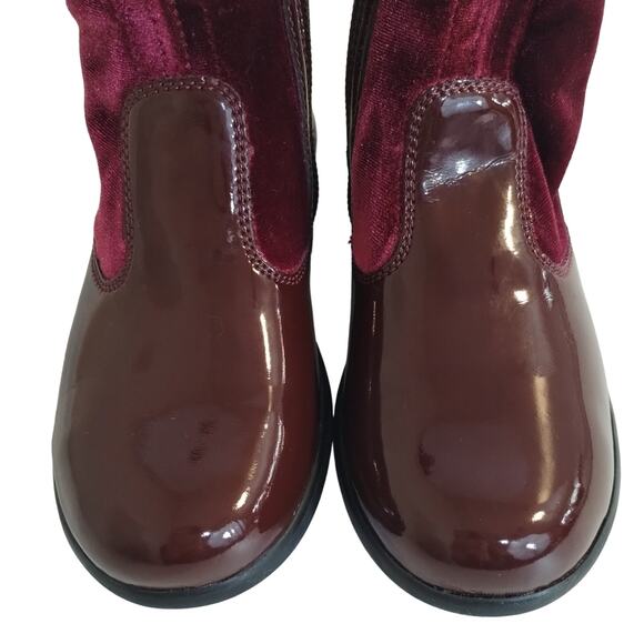 E Naturino Kids Girls Burgundy Maroon Patent Leather Velvet Sock Boots 27 10.5 - Picture 5 of 9